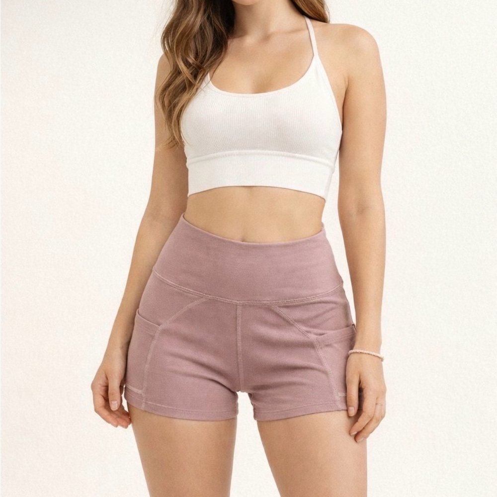 FREE PEOPLE  Brown High-Waisted Women's Shorts SIZE XS COLOR DUSTY PINK